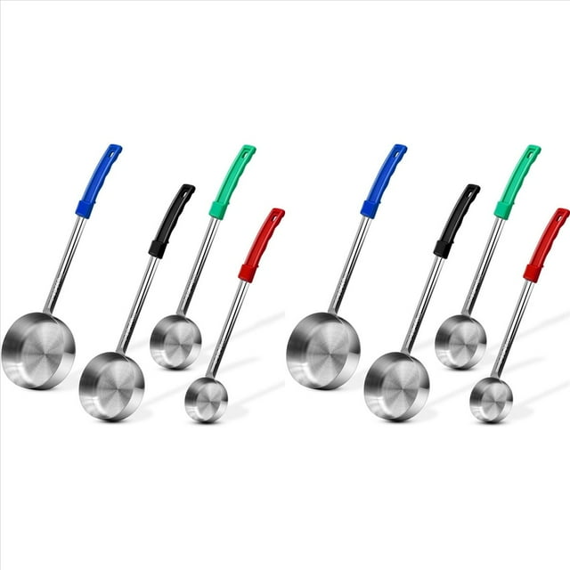 8x Cuchara de Acero Inoxidable para Controlar Porciones, Ideal para , Bufés y Fiestas. 2 Oz, 4 Oz, 6 Oz y 8 Oz.