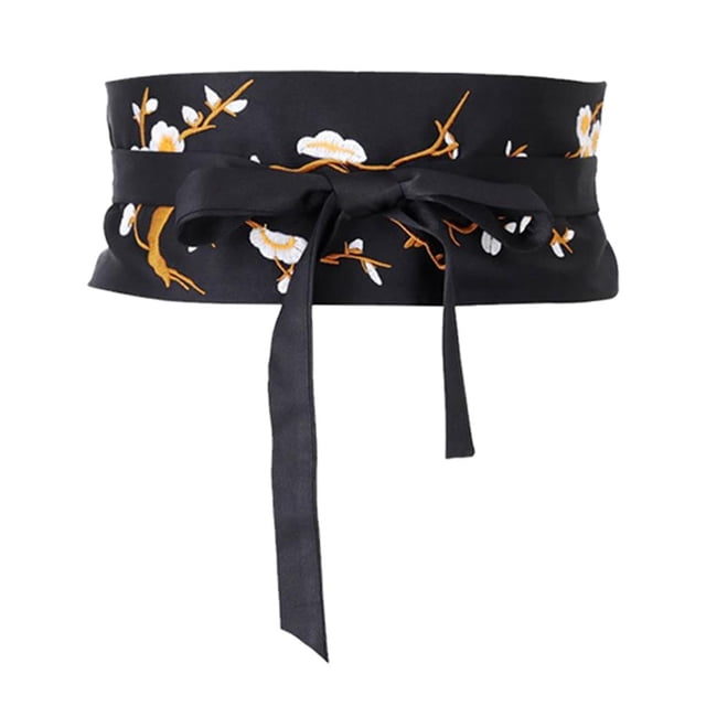 Cinturón de Corsé de Cinturón de Obi de Cintura Bordada Estilo Vintage para Negro Sunnimix Cintura ancha para mujer