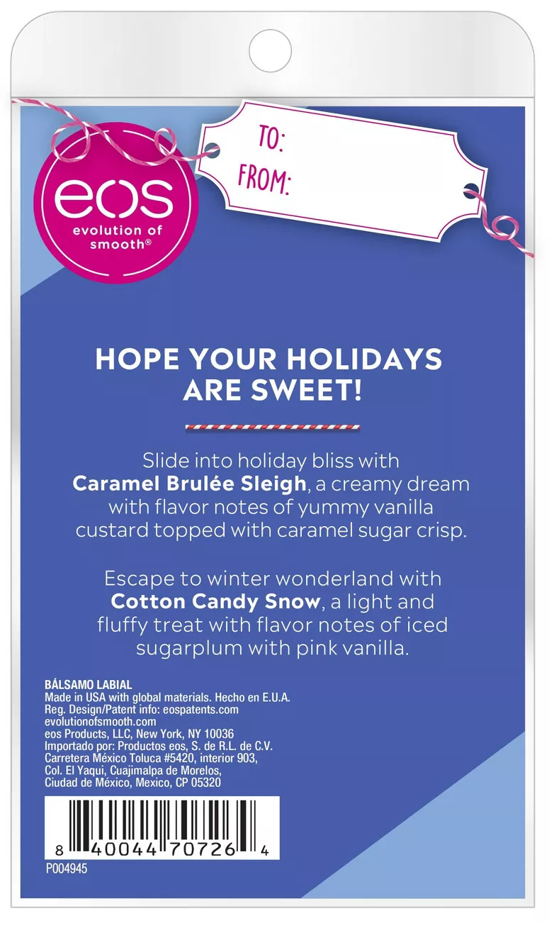 Eos Caramel Brulee Sleigh Cotton Candy Snow 2 Lip Balms Walmart Com
