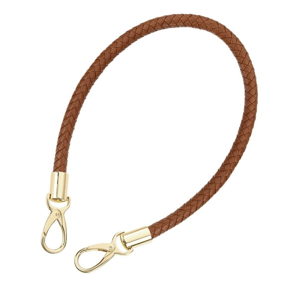 Leather Purse Strap, 1Pack 60cm Short Leather PU Braided Purse (Brown Strap   Gold Clasp)