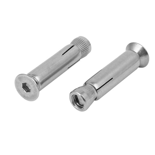 Unique Bargains M8 x 50mm 304 Stainless Steel Hex Socket Countersunk Head Sleeve Anchor 2PCS