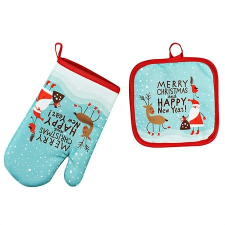 

Gzztg Christmas Decorations Baking Anti-Hot Gloves Oven Microwave Insulation Mat Xmas Supply
