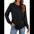 thumbnail image 3 of Sudadera Informal de Cuello Redondo para Mujer, Larga, Corte Holgado, Cuello Alto, Forro Cómodo, Prendas de Moda para Otoño. Negro L, 3 of 8