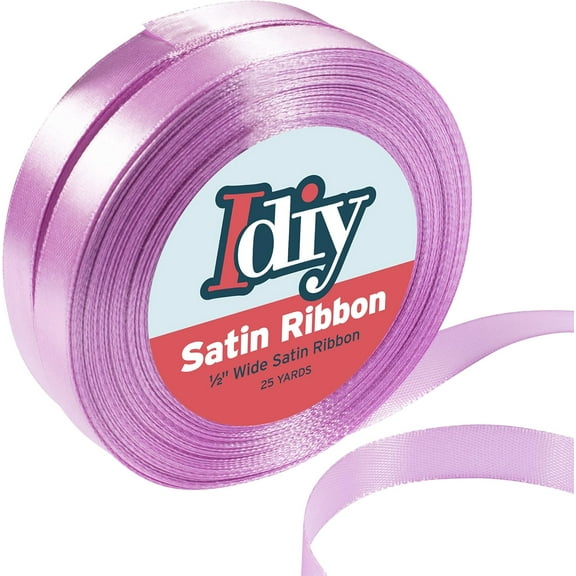 Lilac Satin Ribbon (1/2", 50 Yards) No Wire, DIY Arts & Crafts, Gift Wrapping Baskets, Wedding Decor, Sewing Projects, Party Decorative Embellishment, Hair Bows- Stocking Stuffer for Crafters