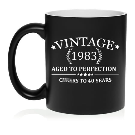 

Cheers To 40 Years Vintage 1983 40th Birthday Ceramic Coffee Mug Tea Cup Gift for Her Him Men Women Sister Brother Housewarming Party Friend Husband Wife Anniversary (11oz Matte Black)
