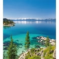 thumbnail image 3 of Blue Duvet Cover Set, Tranquil View of Lake Tahoe Sierra Pines on Rocks with Turquoise Waters Shoreline, Decorative 3 Piece Bedding Set with 2 Pillow Shams, Queen Size, Blue Grey Green, by Ambesonne, 3 of 3