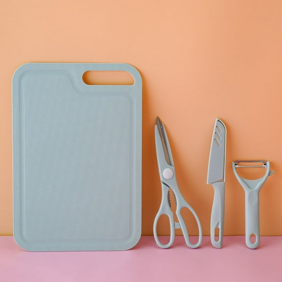 Kitchen Portable Knife Set with Chopping Board, Fruit Knife, Scissors, Vegetable Knife, Paring Knife, Case, Stainless Steel, Hanging Hook, Multifunctional, Easy to Clean, Wide Application