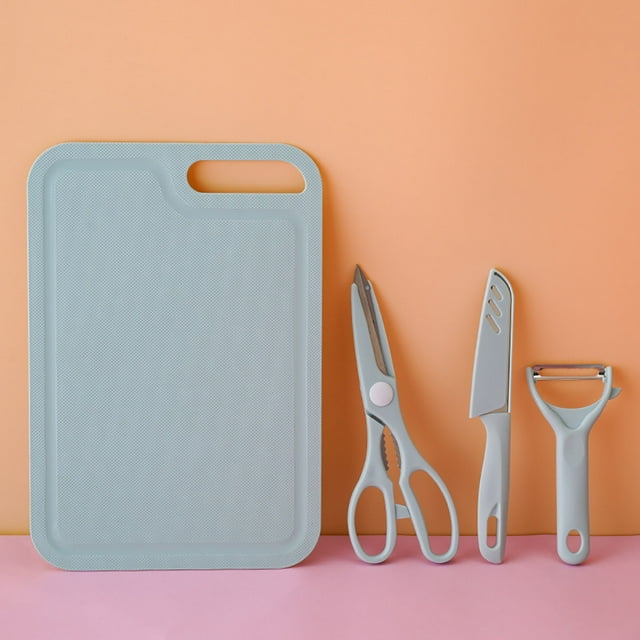Kitchen Portable Knife Set with Chopping Board, Fruit Knife, Scissors, Vegetable Knife, Paring Knife, Case, Stainless Steel, Hanging Hook, Multifunctional, Easy to Clean, Wide Application