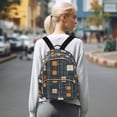 thumbnail image 7 of FORMRS Mini Backpack Purse for Women Travel Daypack Casual Shoulder Bag, Orange Checkered Pattern, 7 of 7
