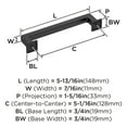 thumbnail image 6 of Amerock Lintel 5-1/16 inch (128mm) Center-to-Center Matte Black Cabinet Pull, 6 of 7