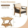 thumbnail image 3 of Costway 3PCS Patio Wicker Furniture Set Cushioned Armchairs with 2-Tier Side Table Balcony, 3 of 10
