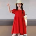 thumbnail image 5 of Mercatoo Girls' New Summer Dress Red Polka Dot Round Neck Bubble Sleeve Princess Dress+Sun Hat Dress Kid Girls A Line Beaches, 5 of 5