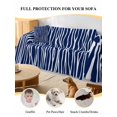 thumbnail image 4 of Vintage Wave Lines Couch Cover for 2 Cushion Couch, Classic Minimalist Striped Navy Blue Washable Love Seat Sofa Covers Slipcover, Throw Sofa Covers for Pets, Furniture Protector 71"x102", 4 of 9