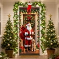 thumbnail image 4 of HYLLai Christmas Door Cover with Santa Claus Pattern, 35x71 Inch Festive Door Decoration for Indoor and Outdoor Use, Easy to Install Polyester Door Curtain (G), 4 of 6