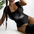 thumbnail image 4 of HBFAGFB Jumpsuit Women Mesh Patchwork Pullover Slim Fit Triangle Bottoms Trendy Rompers Black Size L, 4 of 8