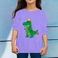 thumbnail image 2 of Ulitacool Tops For Girls Christmas Long Sleeve Dinosaur Pattern O Neck Xmas Tee 5-6 Years Purple, 2 of 4