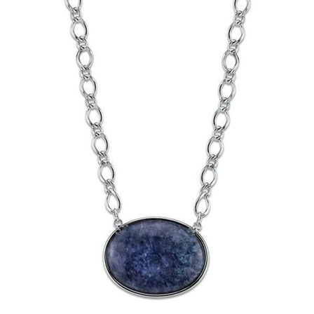 2028 Jewelry Blue Sodalite Gemstone Oval Stone Pendant Necklace 16   3 Extender