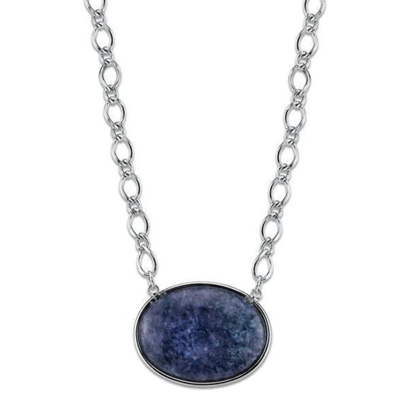 2028 Jewelry Blue Sodalite Gemstone Oval Stone Pendant Necklace 16   3 Extender