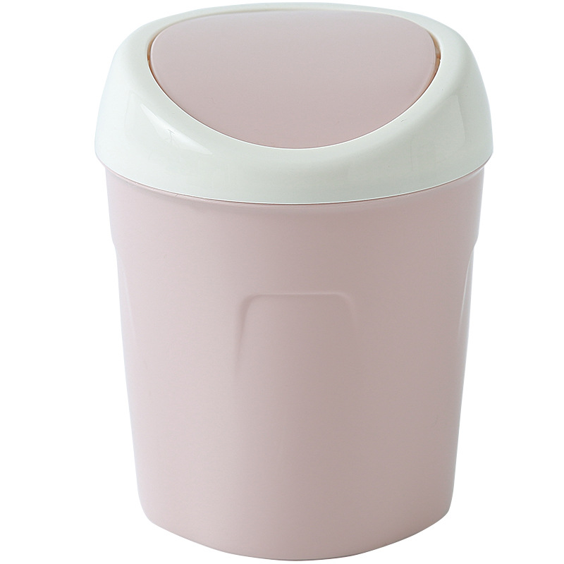 Desktop Trash Can Mini Plastic Countertop Waste Garbage With Roll Swing
