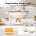 thumbnail image 4 of WARMOUNTS White Chafing Dishes for Buffet 2 Pack, 5QT Maifanite Coating Round Chafing Dish Buffet Set, Rolled-Rim Glass Lid & Lid Holder for Parties Serve Wedding Birthday Church Event, 4 of 11