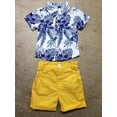 thumbnail image 2 of Little Boys 2-Piece Outfit Set Loose Folded Collar Short Sleeve Button-Down Design Top Solid Color Short Button Closure Pants Set, 2 of 4