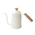 thumbnail image 1 of Hervidor de café portátil de acero inoxidable con mango de madera y de 650 ml, tetera de cuello de cisne para tienda, cafetería, interior y, 1 of 8