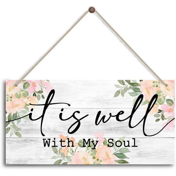 It Is Well With My Soul - Religious Gifts -Faith Wall Decor Sign, Farmhouse Christian Wall Sign 10x5 Inch