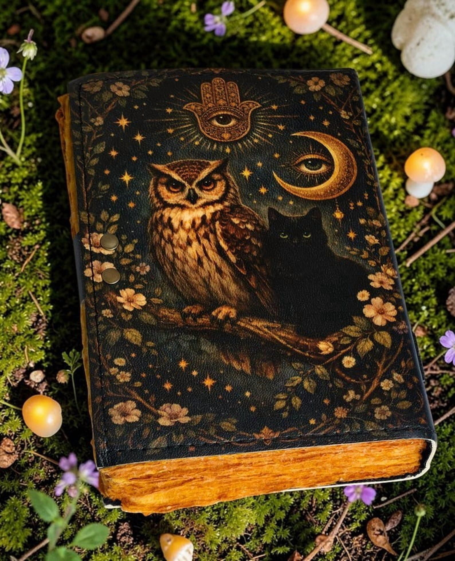 Handmade Leather Journal Owl Design with Clasp – 5x7 Inch Vintage Deckle Edge Paper Notebook, 200 Pages Rustic Writing Diary