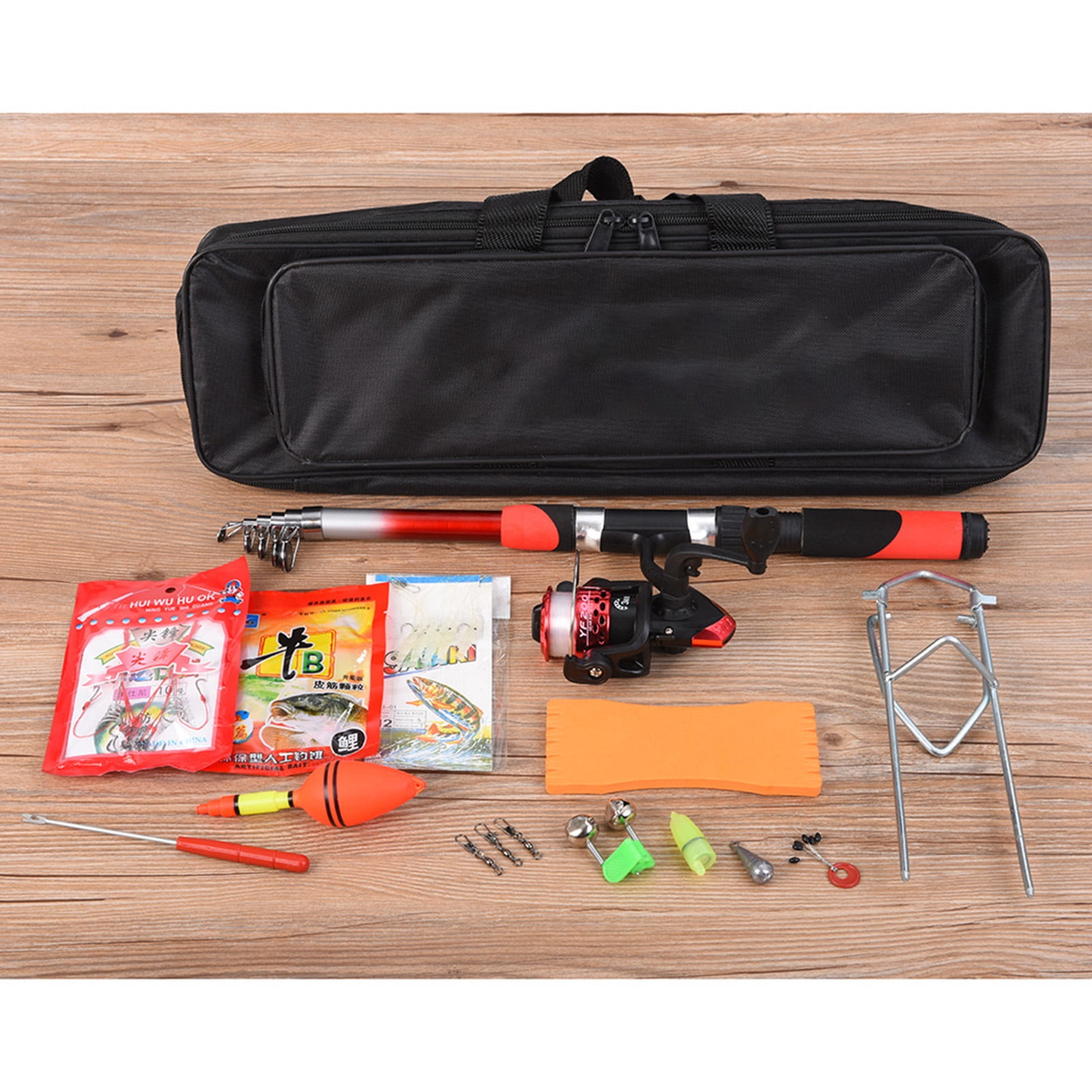 Lixada Fishing Tackle Set With 2.1m Telescopic Fiberglass Fishing Sea Rod  Fishing Reel Fishing Baits Hooks Fishing Bag Kit Seawater Freshwater Suits Professional Travel