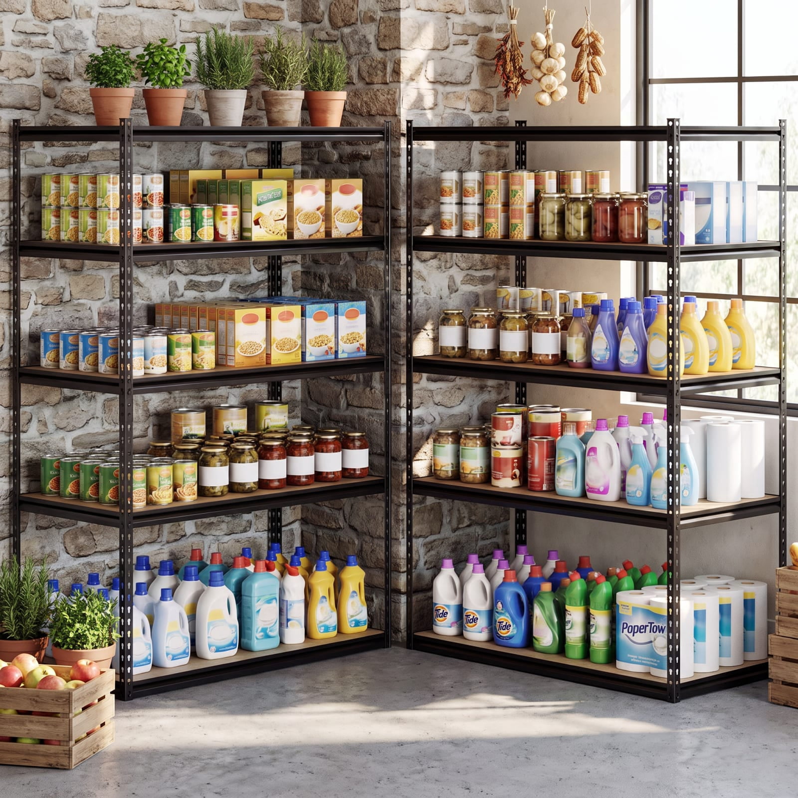 Biotree 5-Tier Metal Shelving Unit 2200 lbs Capacity with Adjustable Shelves 30" × 12" × 60" for Garage Warehouse Basement, Black