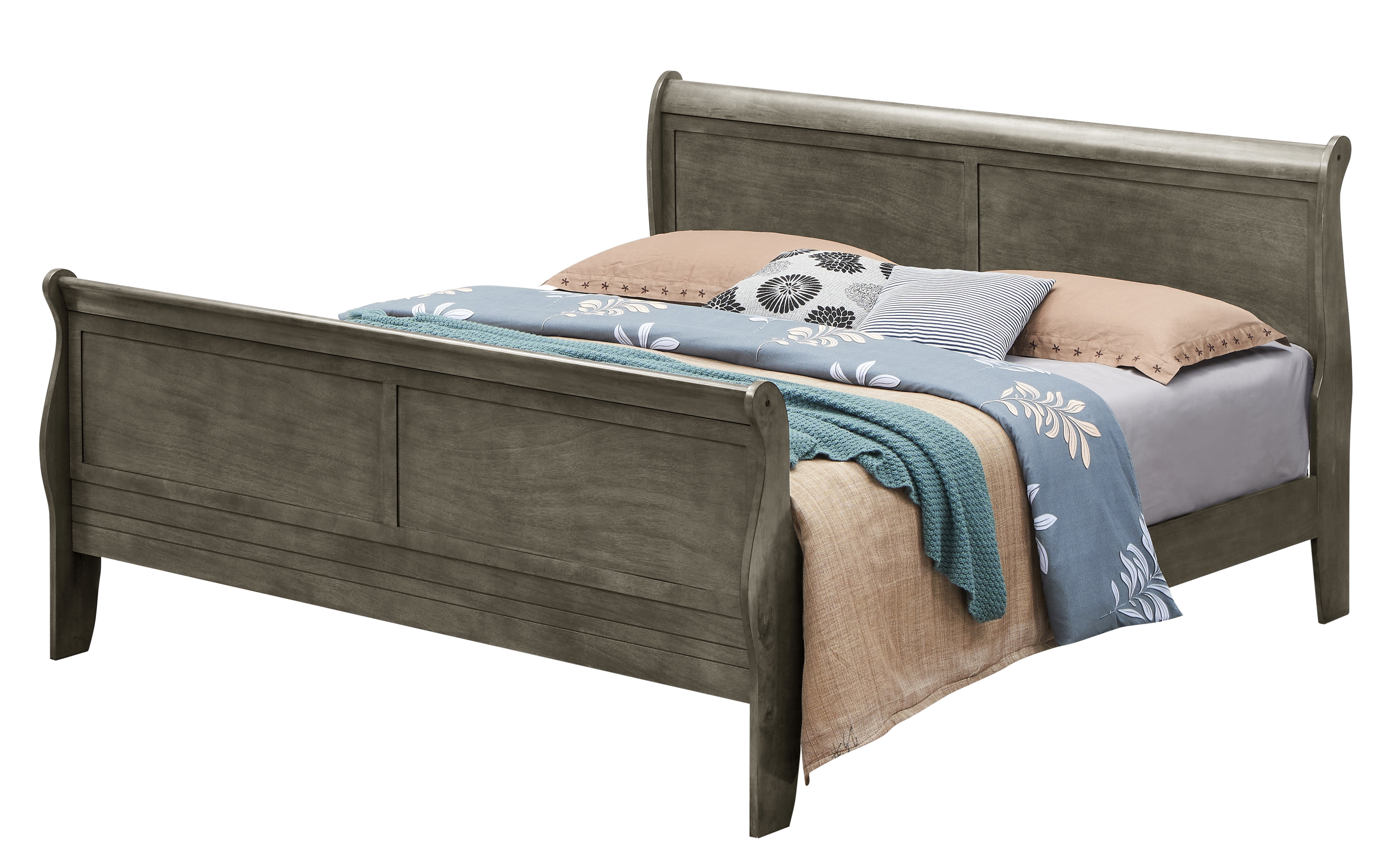 Glory Furniture Louis Phillipe King Bed in Gray Color