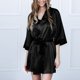 thumbnail image 2 of Gibobby Lencería sexy Albornoz negro, ropa de dormir, de seda, lencería de mujer, pijama Sexy de encaje, Kimono de satén, ropa interior íntima(Negro, G), 2 of 5