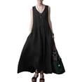 thumbnail image 1 of Bellella Robe Longue Débardeur pour Femme Sans Manches Été Plage Robe d'Été Couleur Unie Maxi Caftan Col en V Femme Noir TP, 1 of 2