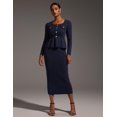 thumbnail image 2 of Vestido BELLA BARNETT Maxi azul de manga larga de tweed para mujer, 2 of 5