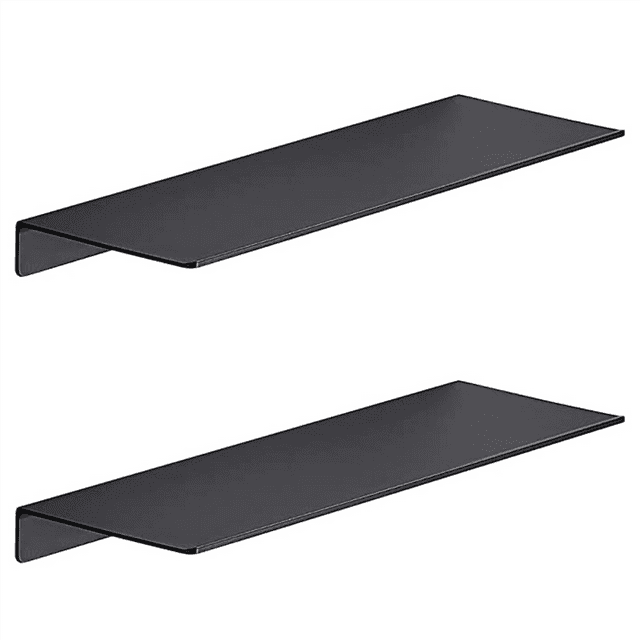 2X Metal Wall Shelves,Black Floating Shelves,Bathroom Racks, Wall Display Shelves,Wall Mounted Kitchen Spice Racks(30cm)