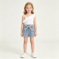 thumbnail image 4 of Girls Clothes 2PCS Off Shoulder Tank Top and Denim Skirt Shorts Set Girls Summer Outfits Set 5-6 Years, 4 of 6