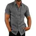 thumbnail image 4 of Gomelly Mens T Shirt Turn Down Collar Tops Casual T-shirt Men Plain Vacation Blouse Short Sleeve Summer Shirts Gray L, 4 of 9