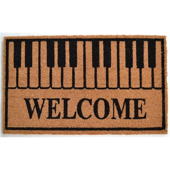 HomeRoots 555562 18 x 30 in. Brown & Black Coir Welcome Outdoor Door Mat