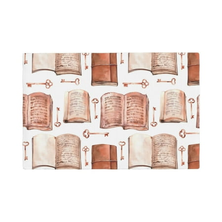 

Table Placemats Set of 4 - vintage key open books print 12x18 In Faux Linen Double Heat Resistant Place Mats Cloth Indoor/Outdoor Placemats Washable Table Mats for Dining Kitchen Party