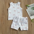 thumbnail image 2 of Seyurigaoka Baby 2-piece Outfit Set Sun Print Tank Top+Shorts Set for Kids Boys Girls, 2 of 7