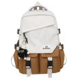 thumbnail image 1 of Women Backpack Contrast Color Book Bags for Teenage Girls with Pendant  School Backpack  White, 1 of 10