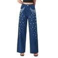 thumbnail image 3 of Women'S High Waisted Jeans Boyfriend Baggy Wide Straight Leg Casual Denim Pants Trousers XS, 3 of 9