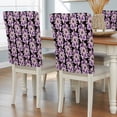 thumbnail image 2 of Spring Floral Chair Covers Set of 8 Watercolor Pink Purple Flowers Farmhouse Black Chair Back Covers Stretch Removable Washable Slipcovers Protector for Dining Room Kitchen Party Decor, 2 of 9