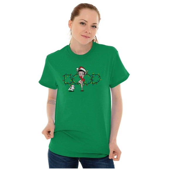 Santa Betty Boop Christmas Lights Women's Graphic T Shirt Tees Brisco Brands S