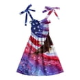 thumbnail image 5 of KPOPLK Toddler Baby Girl 4th of July Outfit American Flag Bow Smocked Dress Plaid Ruffle A-Line Dress Patriotic Clothes(3-4 Years,Watermelon Red), 5 of 5