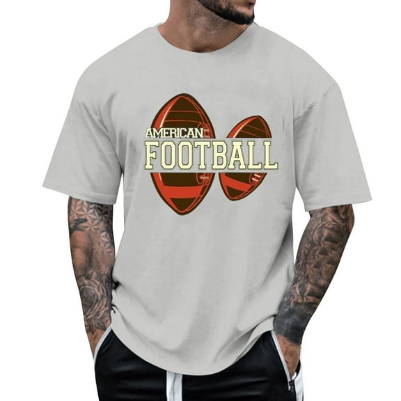 T-Shirts For Men Football Printed Crew Neck Short Sleeved T Shirts Graphic Tees Athletic Sport T-Shirt