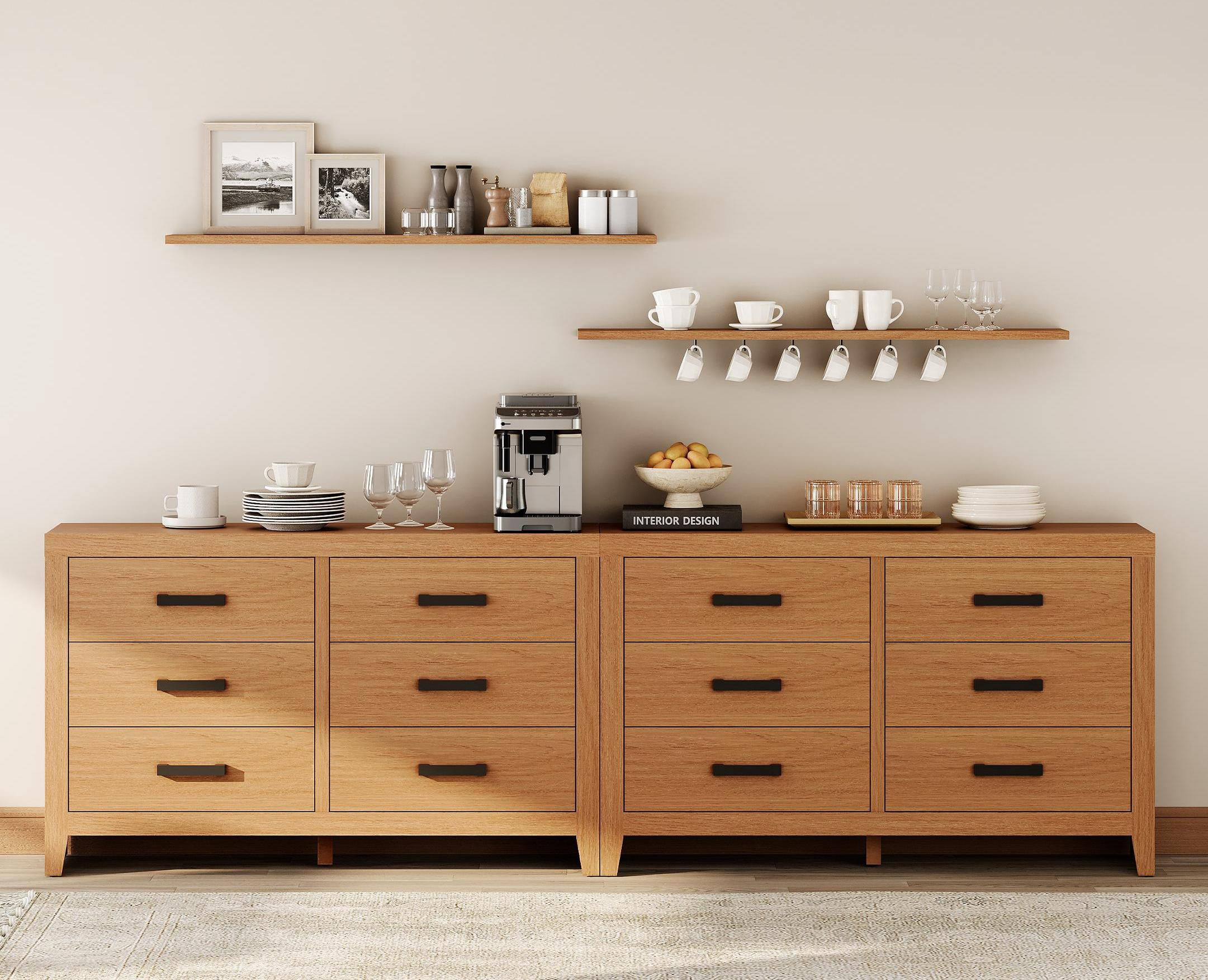 WAMPAT 106" Farmhouse Dresser with 12 Drawers, Extra Wide Wood Chest of Drawers Storage Cabinet for Bedroom, Living Room, Hallway