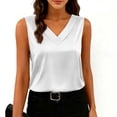 thumbnail image 2 of Eiyaclvo Women's Silk Satin Tank Tops V Neck Casual Camisoles Sleeveless Business Work Blouses Dressy Summer Solid Shirts, 2 of 10