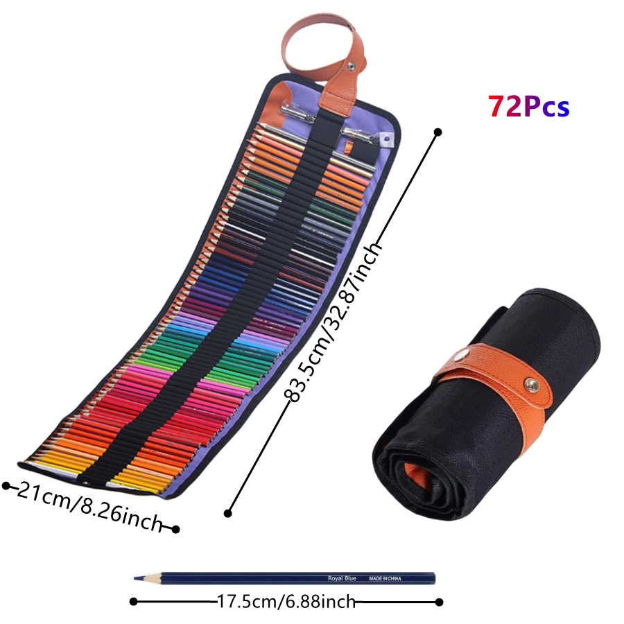50/72 Colored Oil Based Colored Pencils Set, with Canvas Roll-Up Case - Perfect for Adult Coloring, Drawing, Sketching, and Crafting