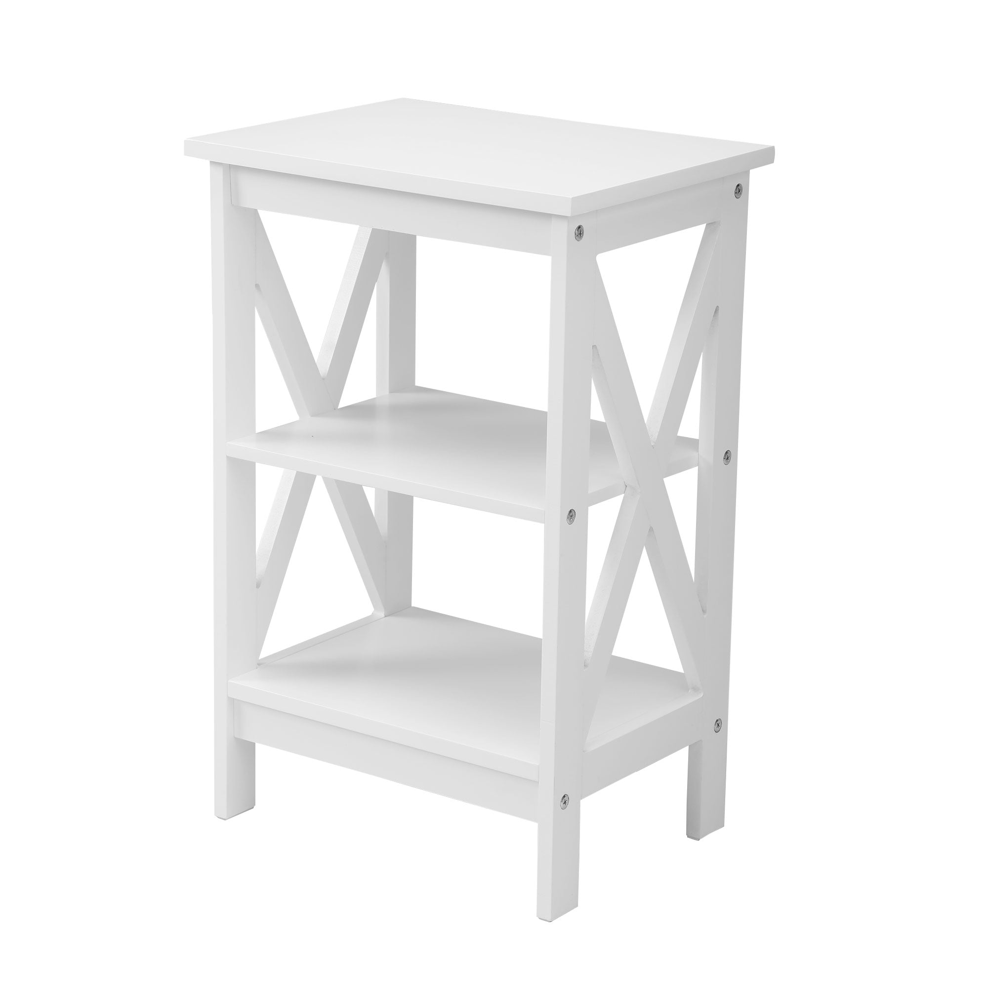 Veryke Set of 2 Nightstand Side Table with Storage Shelf, XShaped Design for Bedroom Furniture